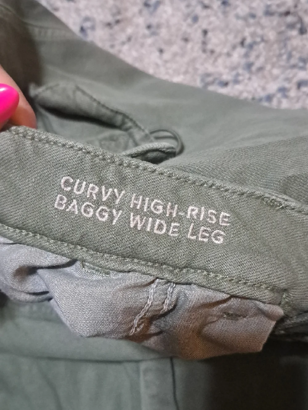 American Eagle Outfitters Olive Curvy High Rise Baggy Wise Leg Pant 6 - Picture 3 of 7